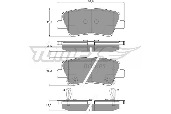 TOMEX BRAKES stabdžių trinkelių rinkinys, diskinis stabdys TX 17-69